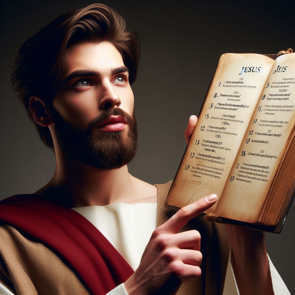 Jesus enseñando un libro.